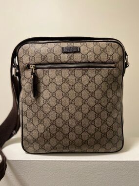 Gucci Brown/Tan Monogram Messenger Bag